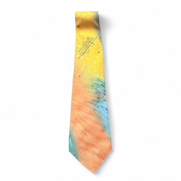 Annick San Francisco Other - VTG Annick Men's Tie 1980s San Francisco Orange Raw Silk Abstract Art Deco retro